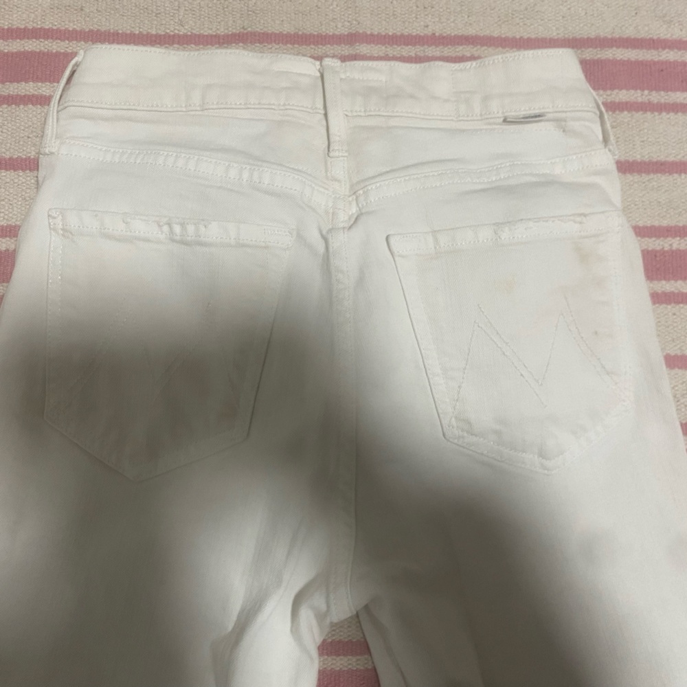 mother superior white lace up jeans “dazzler ankle chew”